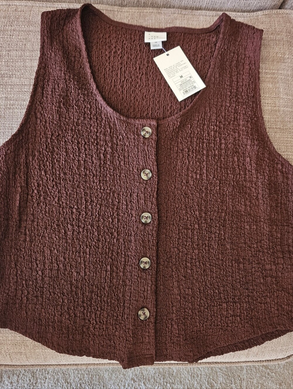 Adorable Brown Waffle Vest